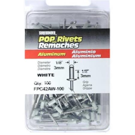 Fpc FPC FPC42AW-100 Surebonder 100 Pack Short White Aluminum Rivet 297663